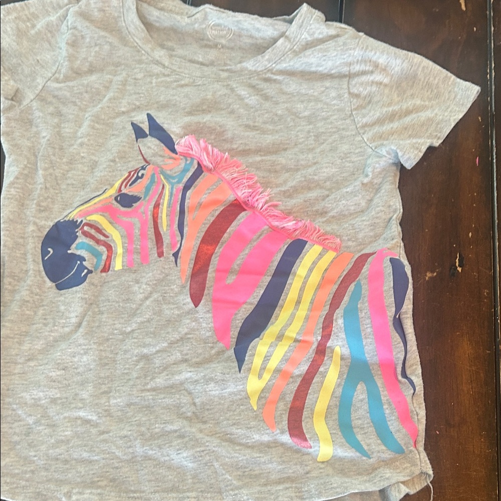 Wonder Nation Gray T-Shirt with Colorful Zebra Design